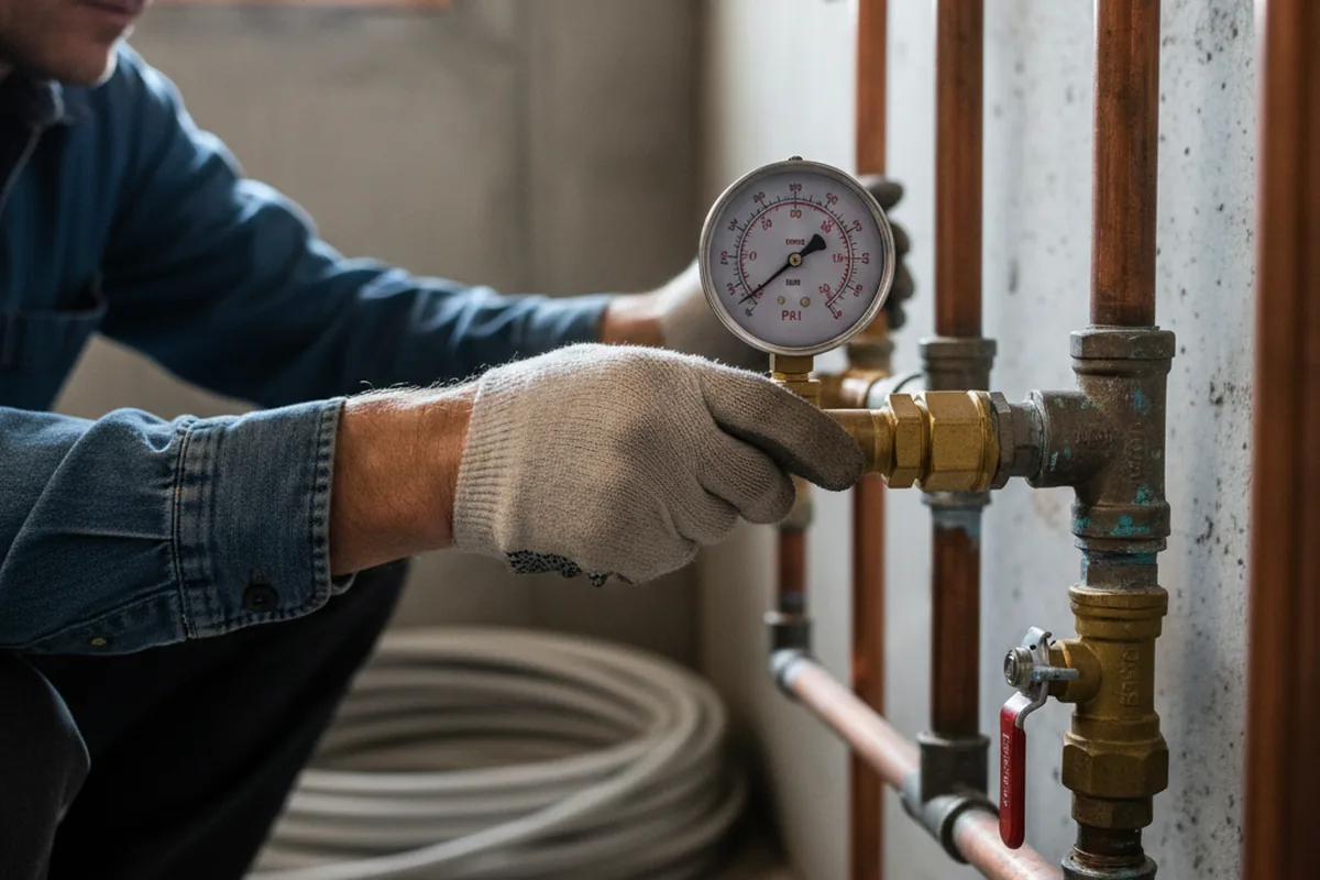 Pressure testing a repaired line during Water Line Repair in Belfast