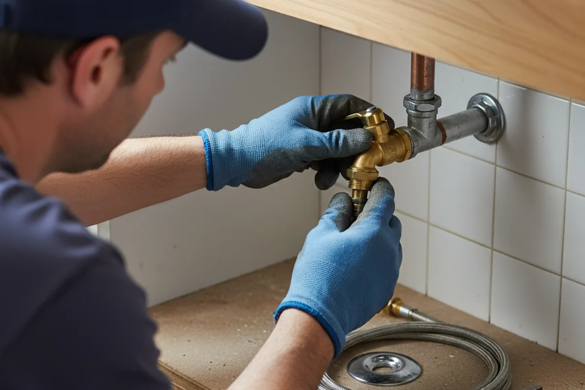 Shutoff valve and fitting work during Burst Pipe Repair in Belfast